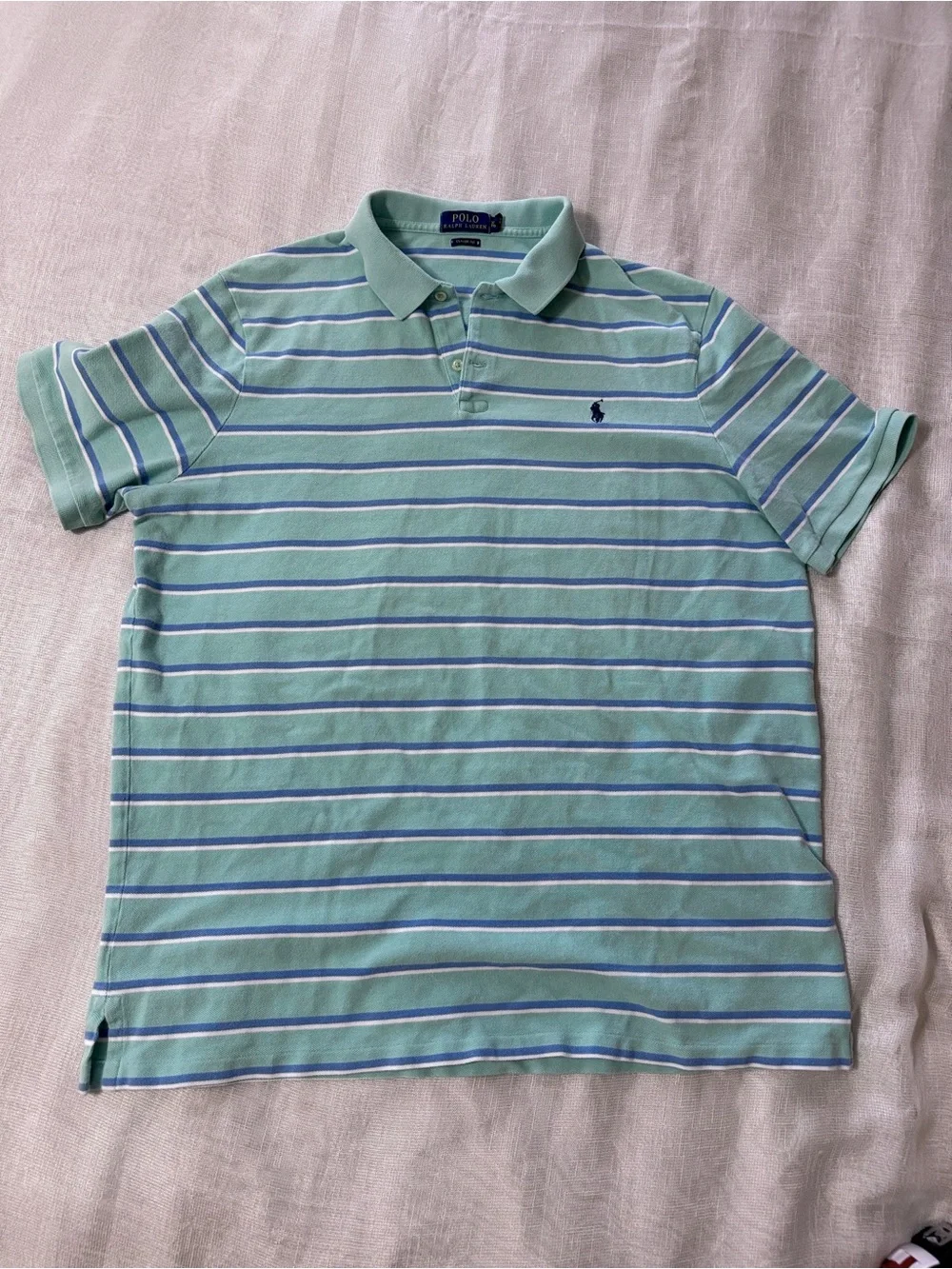 Ralph Lauren Mint Green Polo with Navy & White Stripes